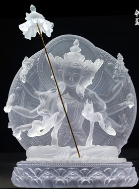 速发琉璃伞盖佛母菩萨安像摆件保平佛居家客厅桌面供奉摆礼放佛