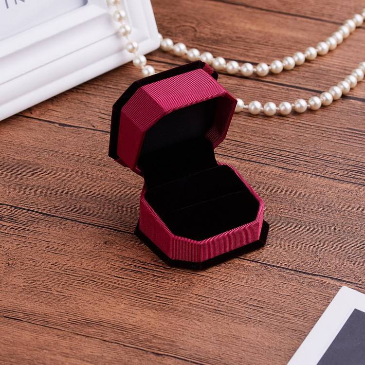 -Fashion simple octagonal bow jewelry packaging ring box jew
