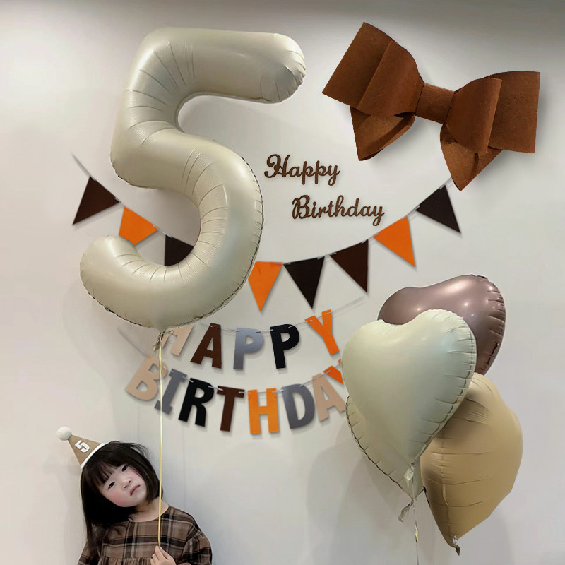 生日快乐场景布置1周岁奶油拍照2两岁宝宝气球数字女儿童派对背景