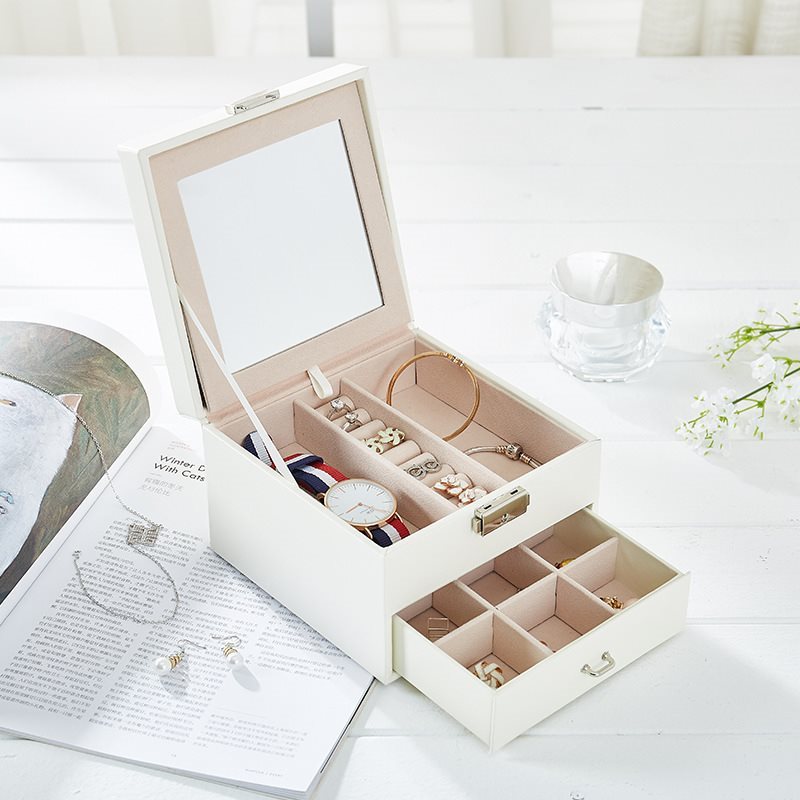 European PU leather jewelry box simple double jewelry首饰盒