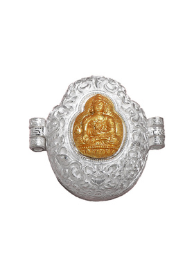 S990纯银臧式释迦牟尼佛做旧嘎乌盒民族风饰品释迦牟尼佛像小吊坠