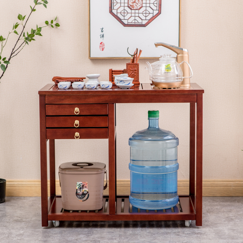 实木移动茶车功夫茶具茶台家用茶盘全自动电磁炉套装小茶桌茶水柜