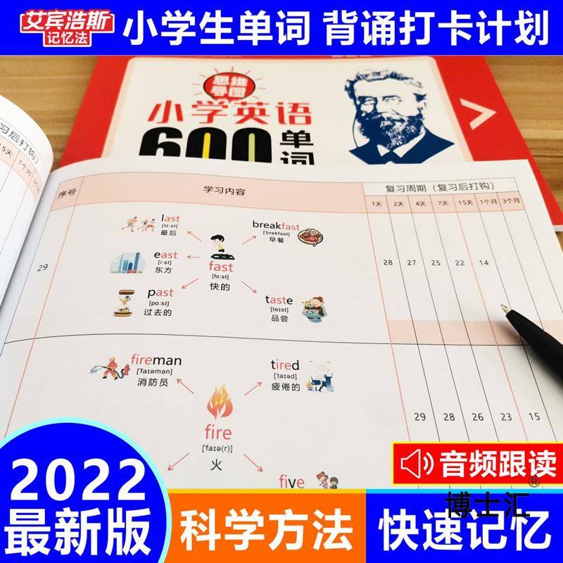 思维导图英语速记单字小学记艾宾浩斯复习计划表卡必背记忆本打卡