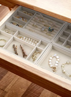 Flannelette Jewelry Display Boxes Grid Design Rings