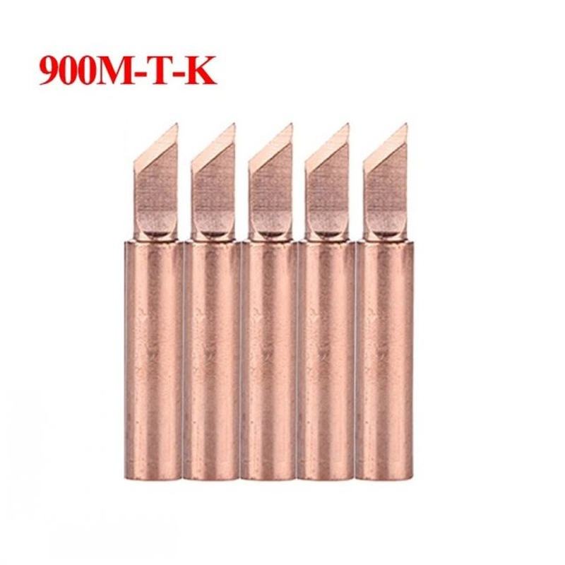 5Pcs Pure Copper Soldering Iron Tips 900M-T B/I/IS/K/SK/1C/2