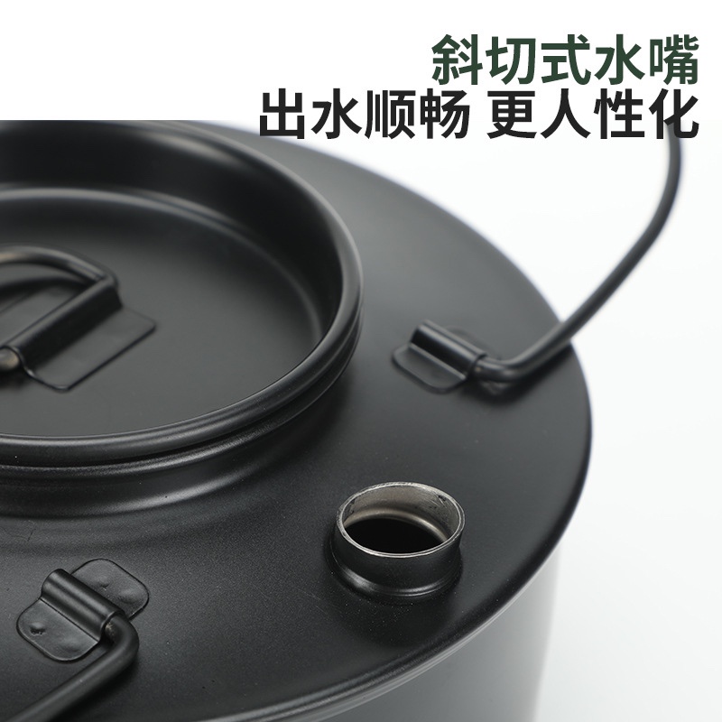 新品黑化版露营烧水壶0.9L可携式户外露营野营不锈钢开水壶煮水泡