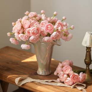 速发花多头洋牡丹莲露小装束 瓶花饰客厅假花餐桌花风摆件拍照