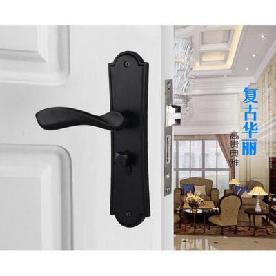 现货黑色静音门i锁室内房门锁木门锁静音锁通用型锁具卧室锁把手
