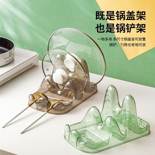 速发轻沥双层锅子架厨房台面透明锅铲勺盖奢水架案板置物架放置器