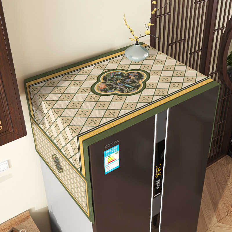 速发新洗式冰箱防尘罩盖布麻机防水可收纳冰柜遮尘盖布中衣感防晒