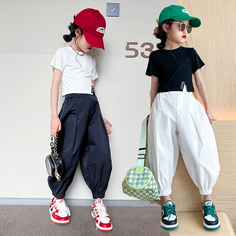 速发儿童街舞服2026潮童时尚街舞服网红小女孩露肚脐T台走秀潮装