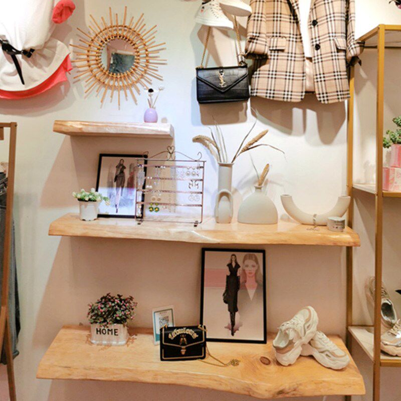 速发服装装展实架鞋包饰品置物架墙上一字隔板背景墙装饰示木板店