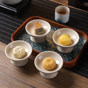 速发中式茶点盘精致水果盘商用茶店点心盘号小陶瓷干脚盘高果盘糕