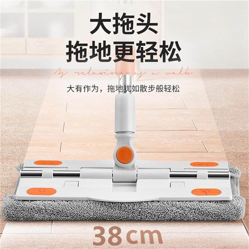 速发夹固式平板拖把布替换家用干湿两用懒人拖把不锈钢大号客厅可