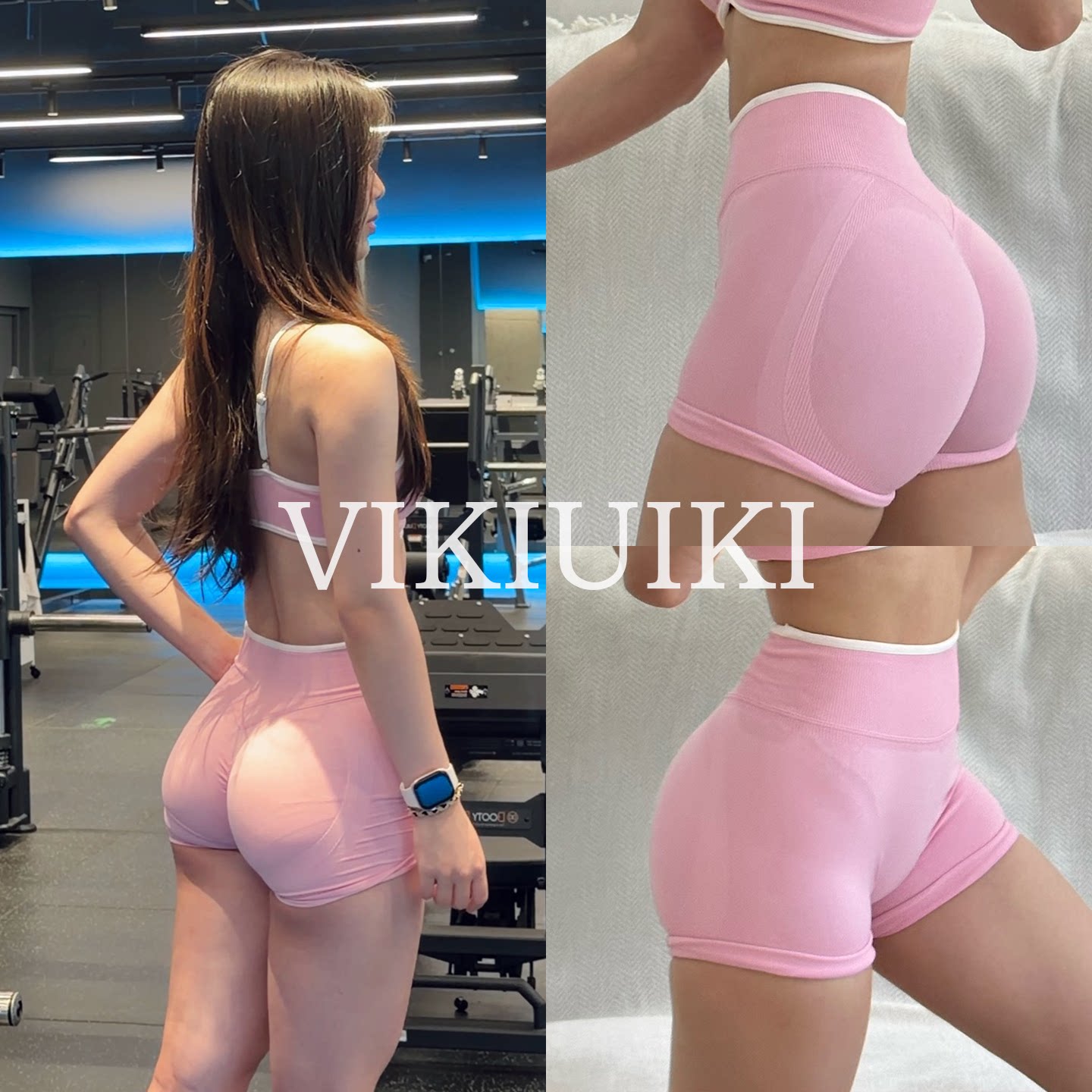 vikiuiki瑜伽裤女短裤高腰收腹塑形提臀显瘦压缩运动健身四分裤夏