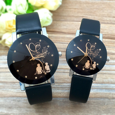 1 Pc Couple Watch Fashion Casual Leather Strap Quartz Lady W
