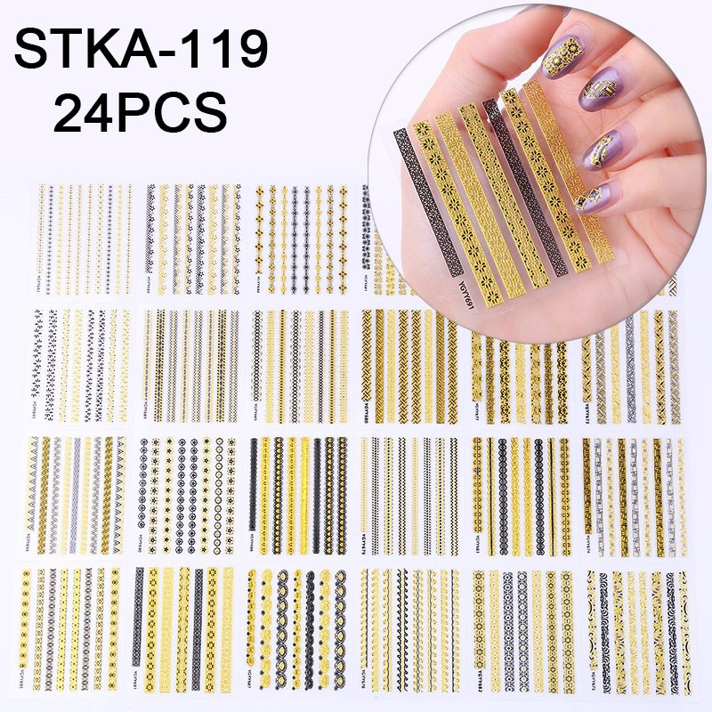 极速FlorVida 24pcs Nail Art Stickers Set For Manicure Kit Se