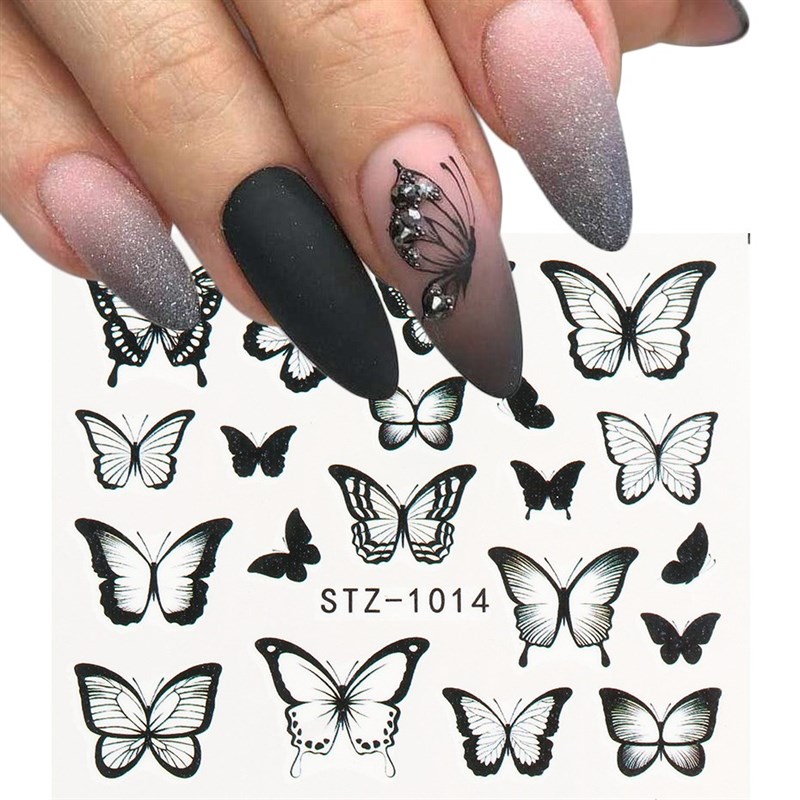 极速NEW Butterfly Nail Stickers Water Transfer Decals Colorf