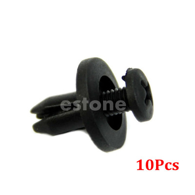 极速10 Pcs Car Bumper Fender 6mm Hole Black Plastic Rivets F