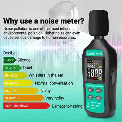 极速GN101 Digital Noise Meter Measurement 35-135 db Intellig