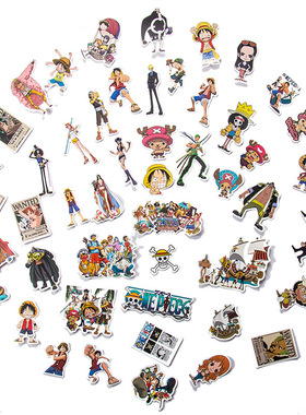 极速50/100Pcs One Piece Luffy Stickers Anime Sticker Noteboo