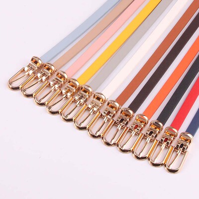 极速Women Faux Leather Belts Candy Color Thin Skinny Waistba