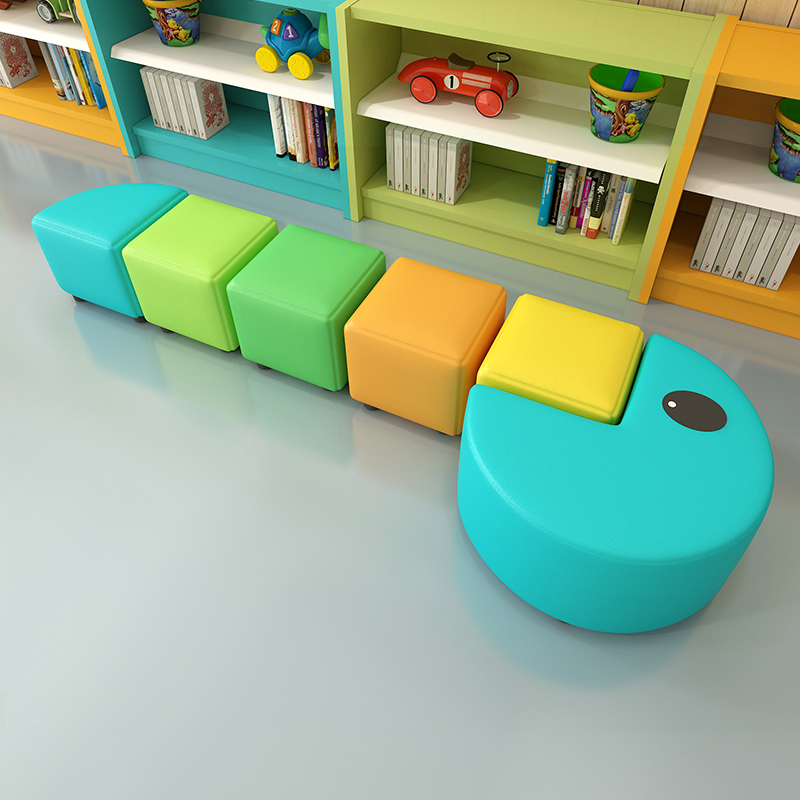 幼儿园早教中心培训班机构活动区小凳子贪吃蛇创意儿童沙发组合凳