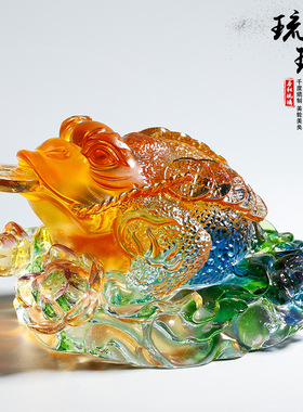 极速琉璃金蟾招财摆件工艺品金蝉蟾蜍创意中式乔迁家居装饰品开业