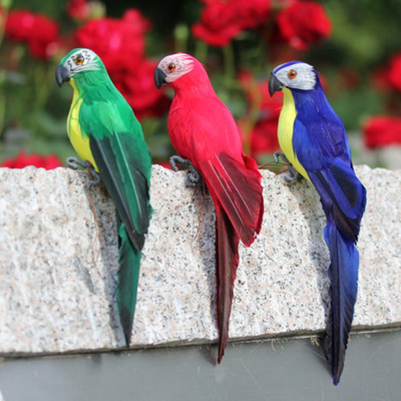 极速Home Garden Birds decoration Colorful Fake Parrots Artif