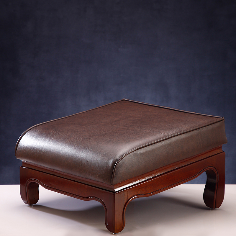 高档实木拜垫跪垫家用跪拜垫拜椅磕头拜凳寺院用佛堂皮革礼佛跪凳