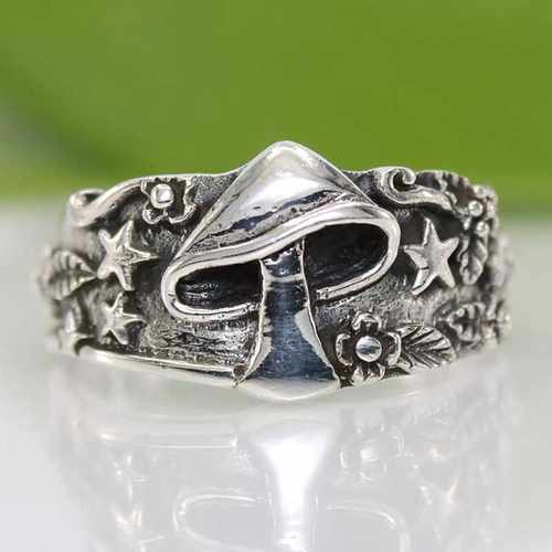 newWild Mushroom Star Flower Pattern Rings for Men and Wome