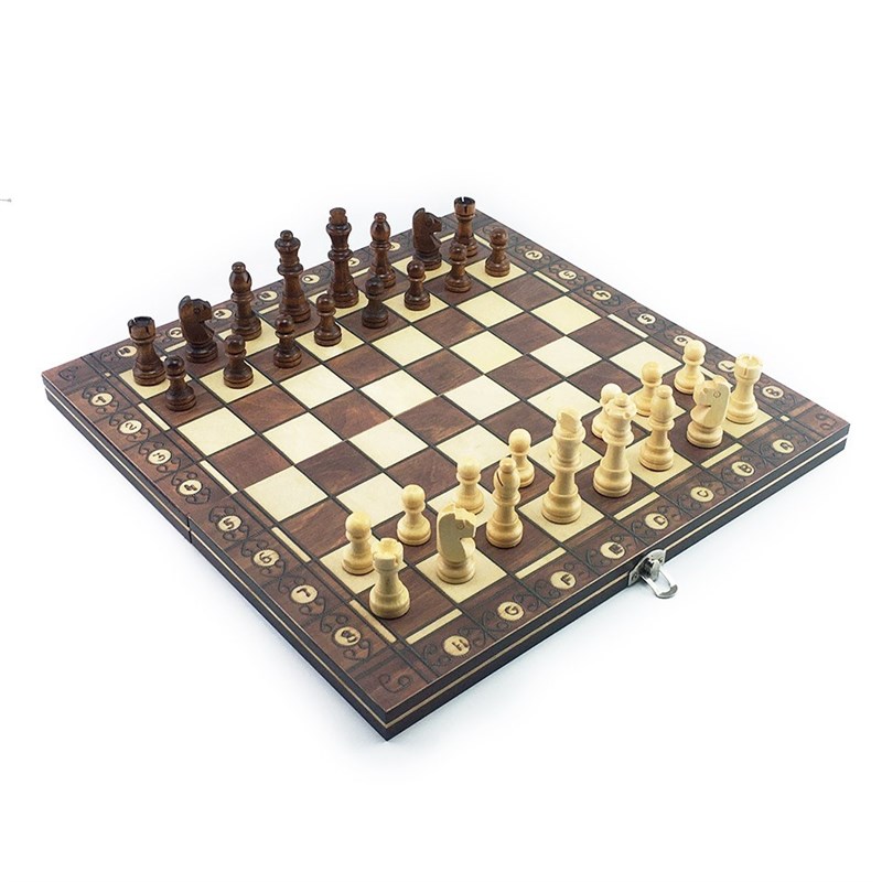 Super Magnetic Wooden Chess Backgammon Checkers 3 in 1 Chess