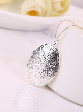 新款日韩雕花镂空圆形花纹项链 毛衣链 可打开 项个性配饰首饰
