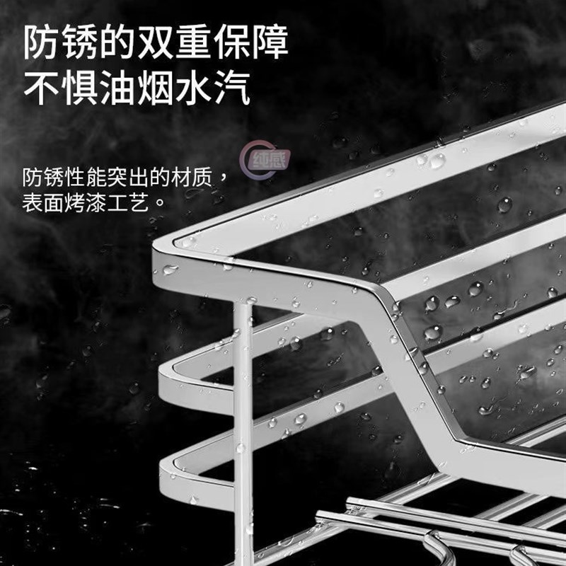 家用304不锈钢双层抽屉式收纳碗碟架拉篮厨房P实用橱柜碗篮柜厨柜