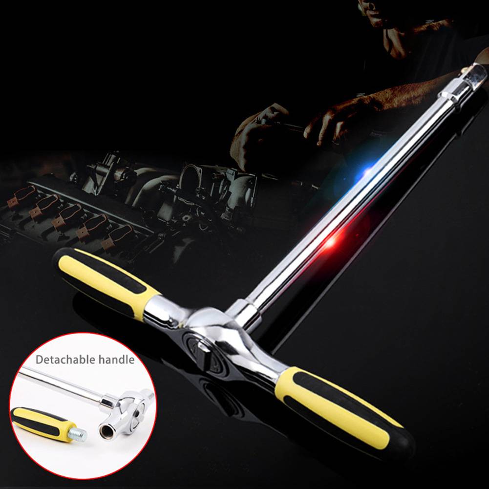 新款省力45齿T型可换向棘轮扳手1/2 3/8 1/4快速套管扳手汽修E18