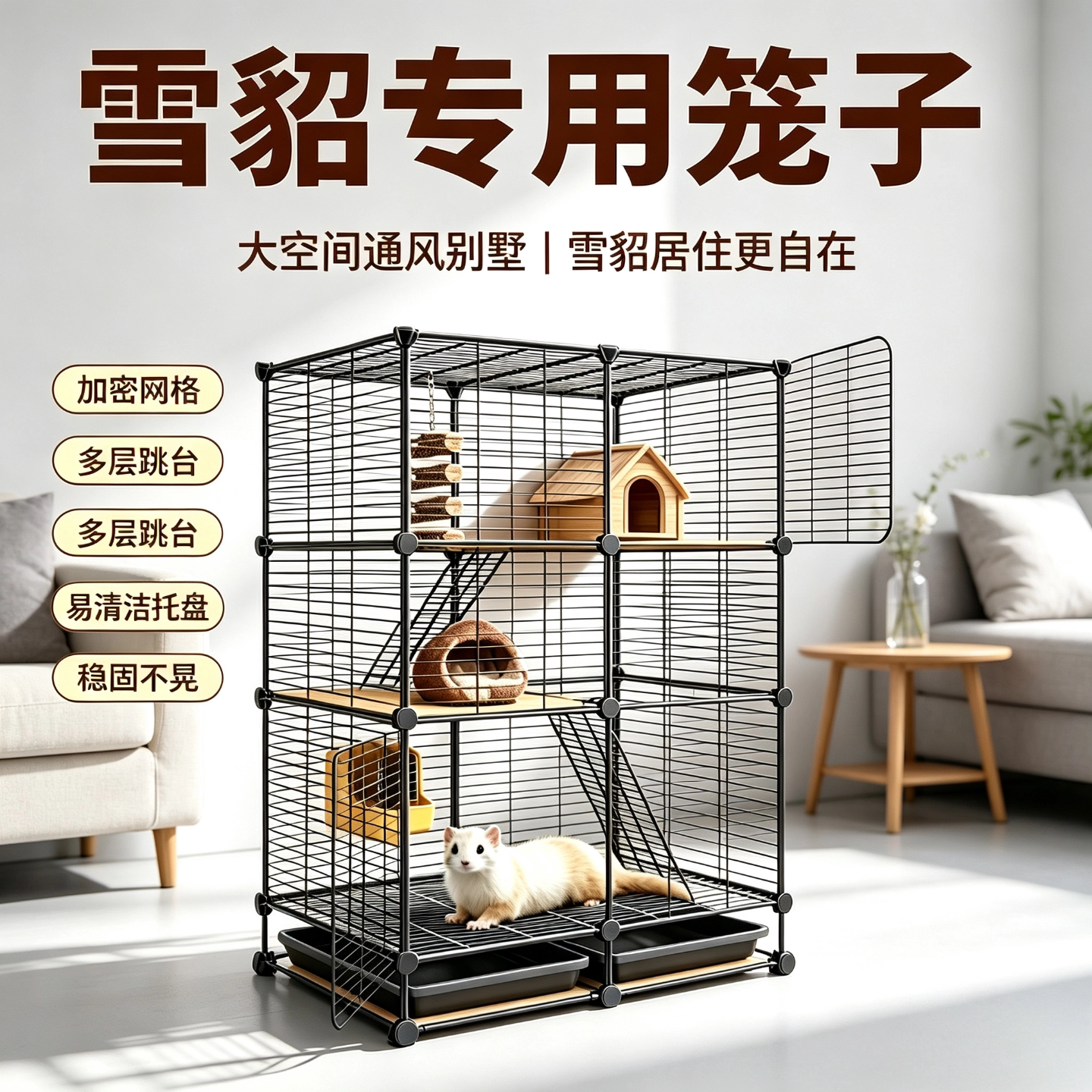 雪貂专用笼子超大号家用加粗加密