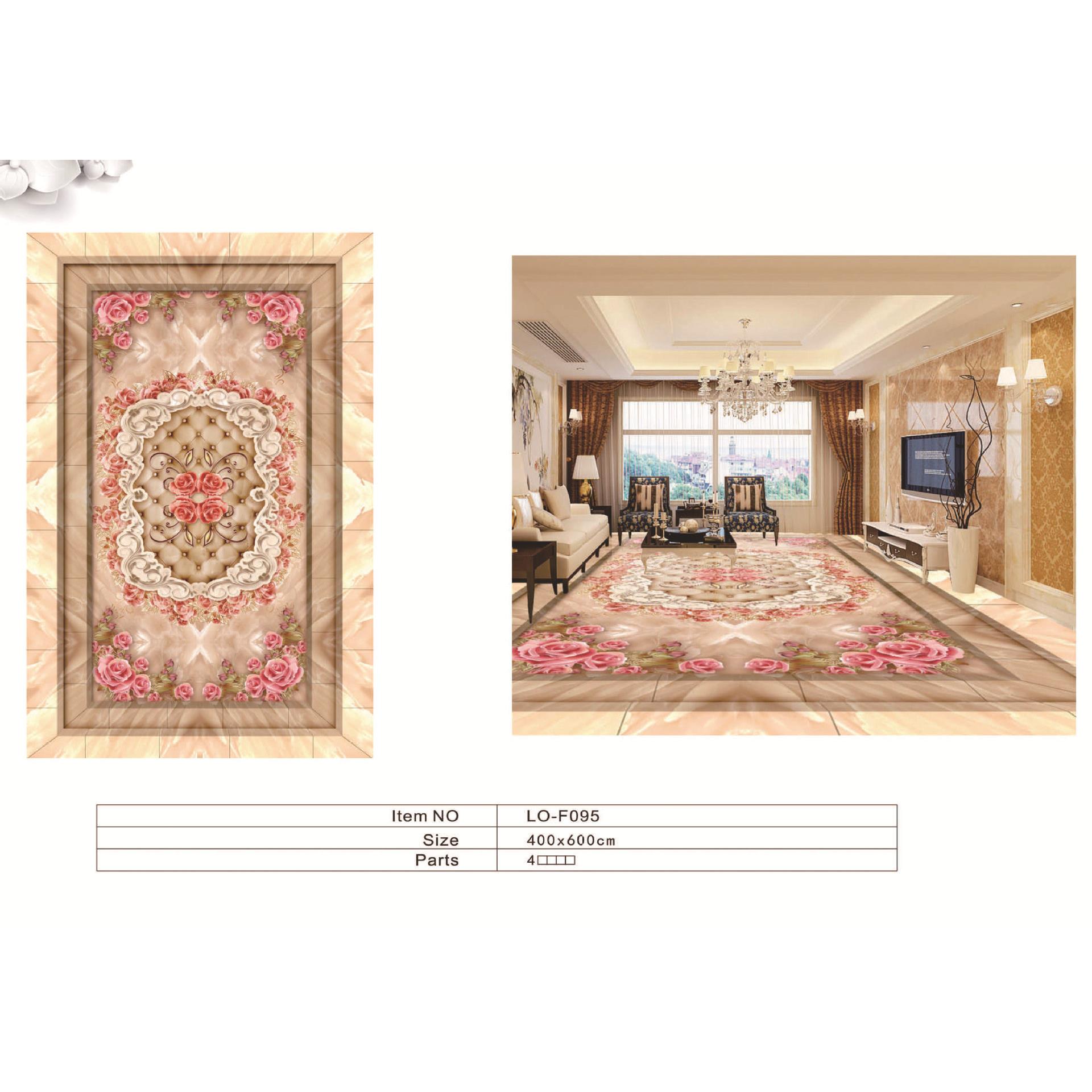 精美欧式玫瑰花大理石纹地板地画3D 地板贴防滑pvc地贴纸