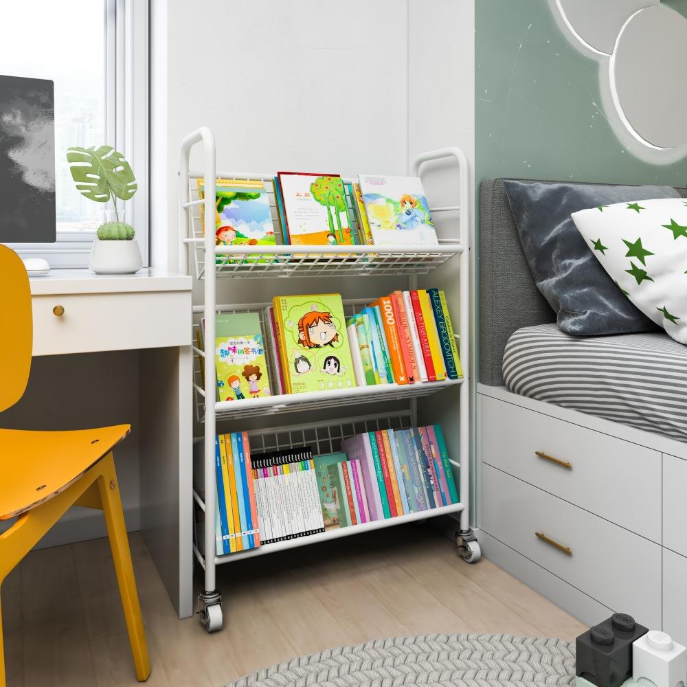 儿童书架落地简易收纳架家用可移动置物架宝宝绘本架幼儿园小书架