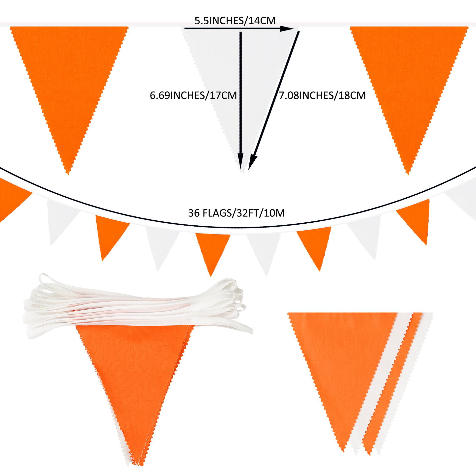 10米36片渐变色波浪纹单层棉布三角旗素色儿童生日挂旗派对拉旗