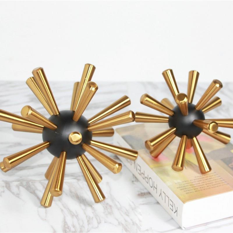 家居软装饰品样品房桌面橱柜玄关柜摆饰 金色海胆球刺球创意摆件