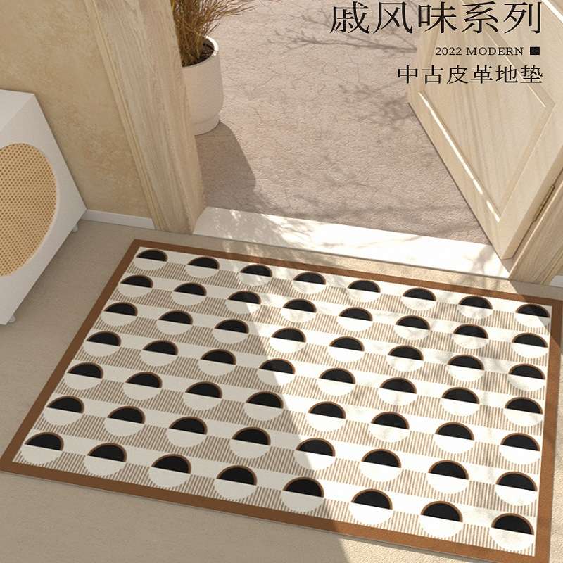 皮革地垫入户门地毯门垫新中式家用门口脚垫玄关卧室防滑垫子