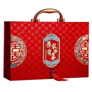 红色轻奢结婚彩礼超大彩礼箱10盒盒子万现金提亲五金聘礼礼盒礼金