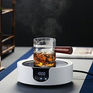 公 办公高硼硅玻璃公道杯侧把v分茶器跨境木把茶海月牙过滤一体式