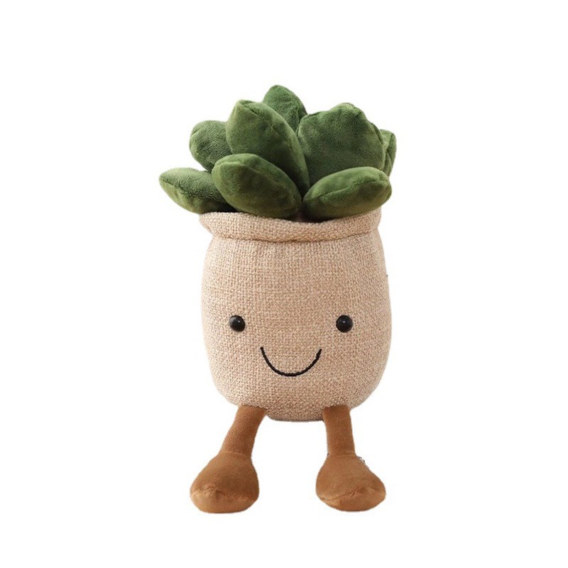 创意仿真植物f笑脸多肉毛绒玩具绿植摆件抓机布娃娃家居饰品