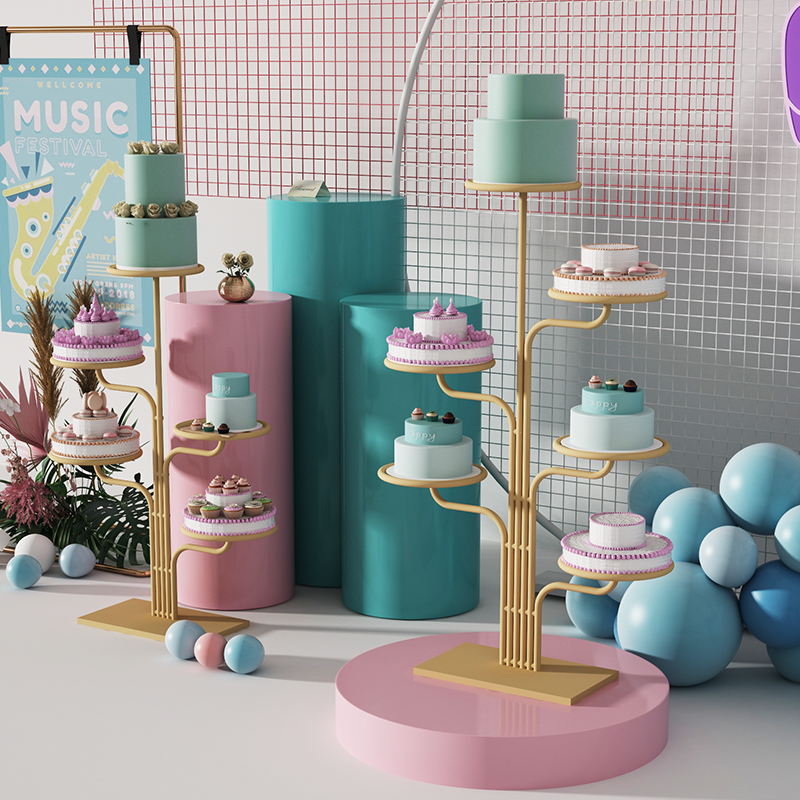 新款欧式五六七八层蛋糕架子生日寿宴婚礼橱窗蛋糕模型展示架多层