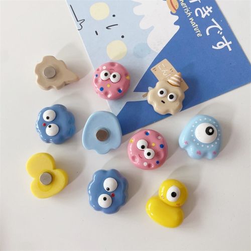 创意大眼呆萌怪兽彩色冰箱贴洞洞板装饰入户门磁铁磁力贴吸铁石