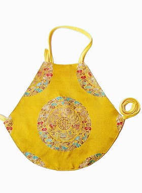 大红黄色龙凤吉祥 新生婴幼儿 传统绸缎红肚兜 手工 支持定制