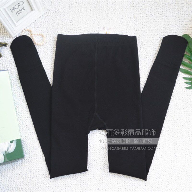 包邮 宝韵6957加大富姐裤中厚秋冬加绒踩脚打底一体连裤袜5XL肤色