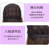 棕黑色斜刘海假发女士逼真自然整顶发套蓬松中长卷发高温丝全头套