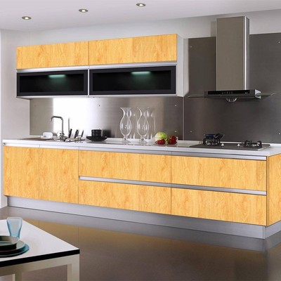 衣柜翻新木纹贴纸自粘防水桌黄色原木墙纸柜子家具贴皮科技木纹纸